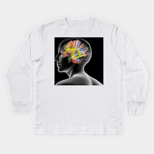 White matter fibres of the human brain (C020/9895) Kids Long Sleeve T-Shirt